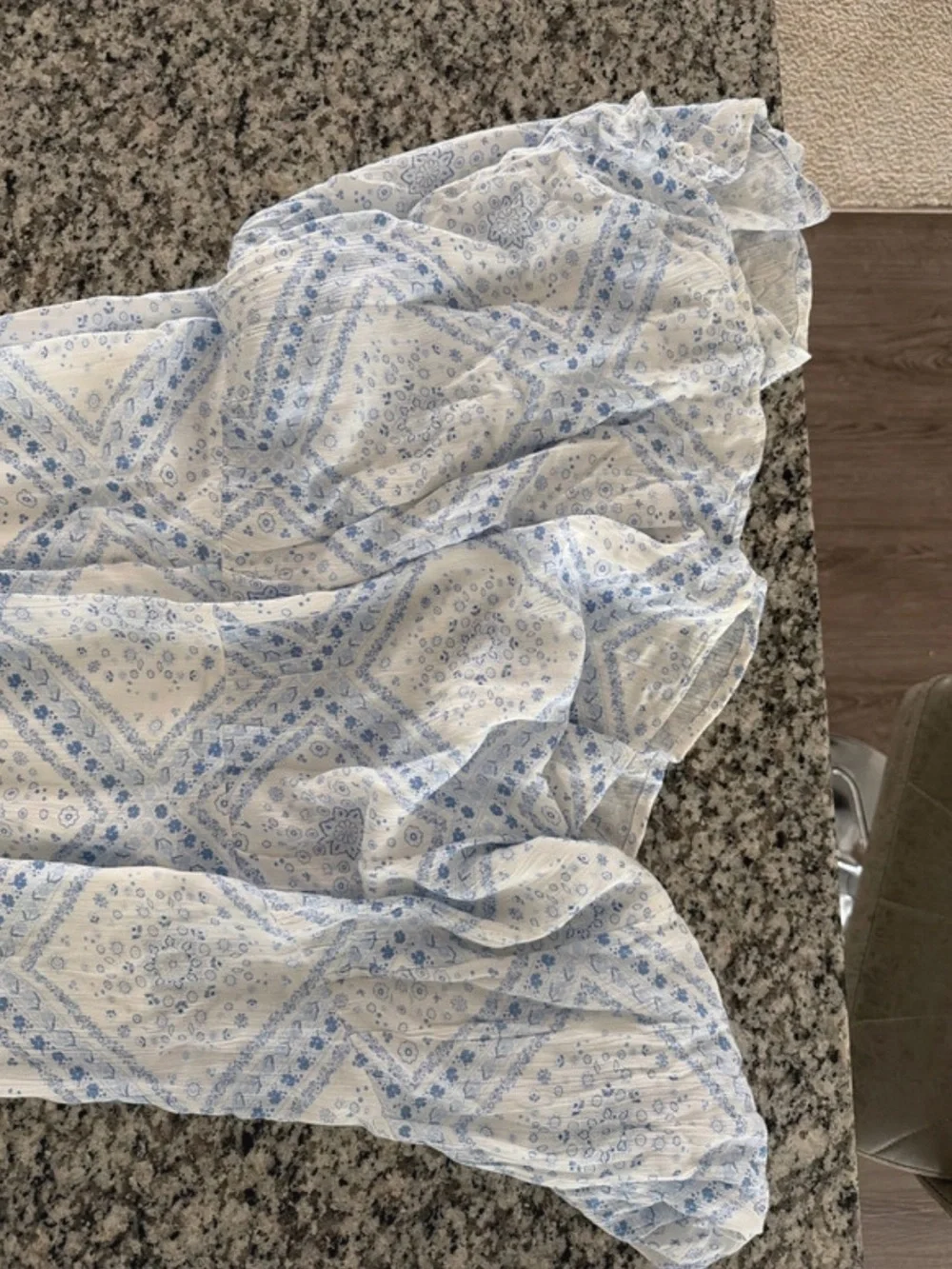 Abercrombie & Fitch Blue and White Strapless Paisley Maxi Dress